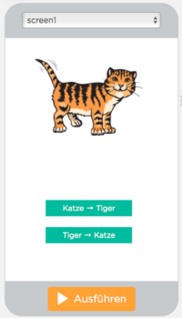 App Katze und Tiger: OberflächeErstellt mit App Labor von code.org